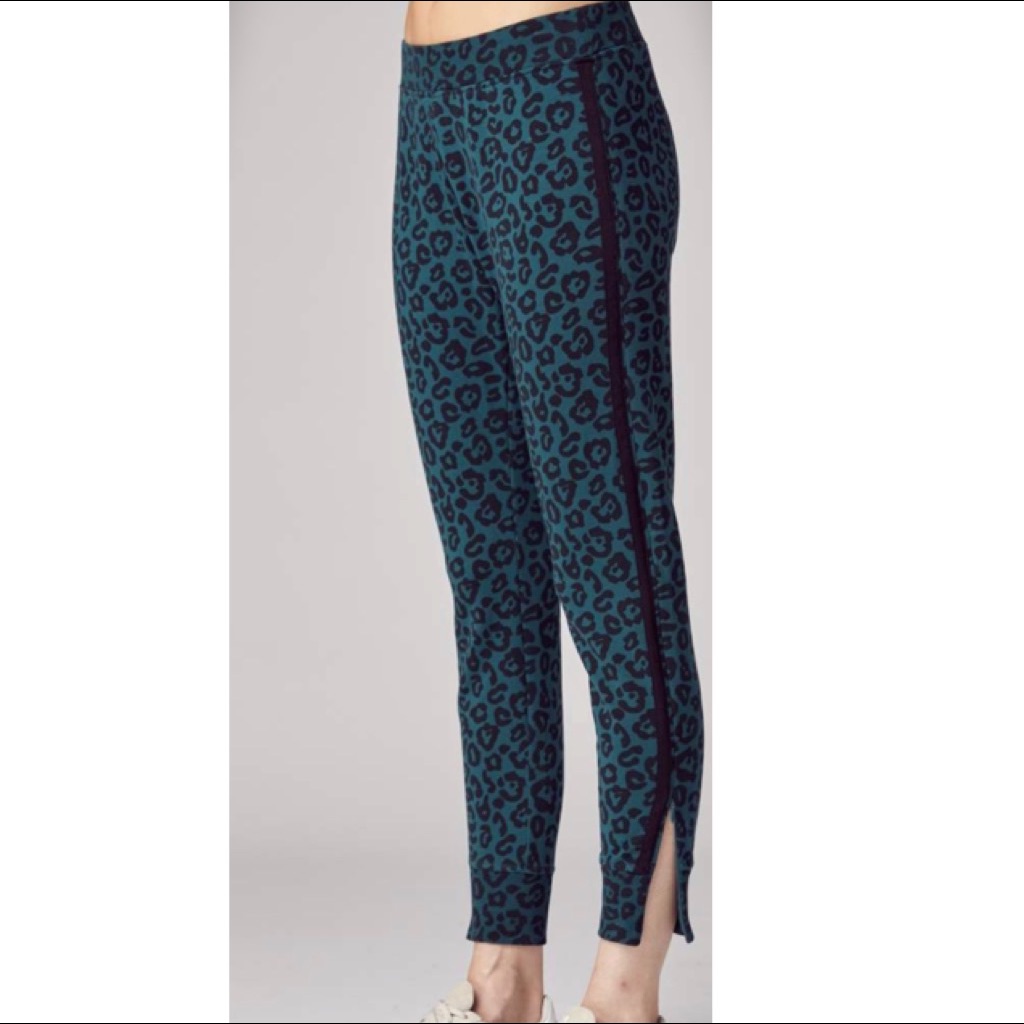 Sundays Nyc Presley Joggers Emerald Green Cheetah